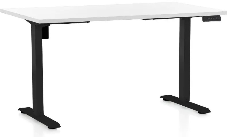 Masa inaltime reglabila OfficeTech B, 120 x 80 cm, bază neagră, alb