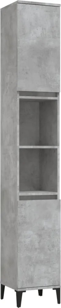 vidaXL Dulap de baie, gri beton, 30x30x190 cm, lemn prelucrat