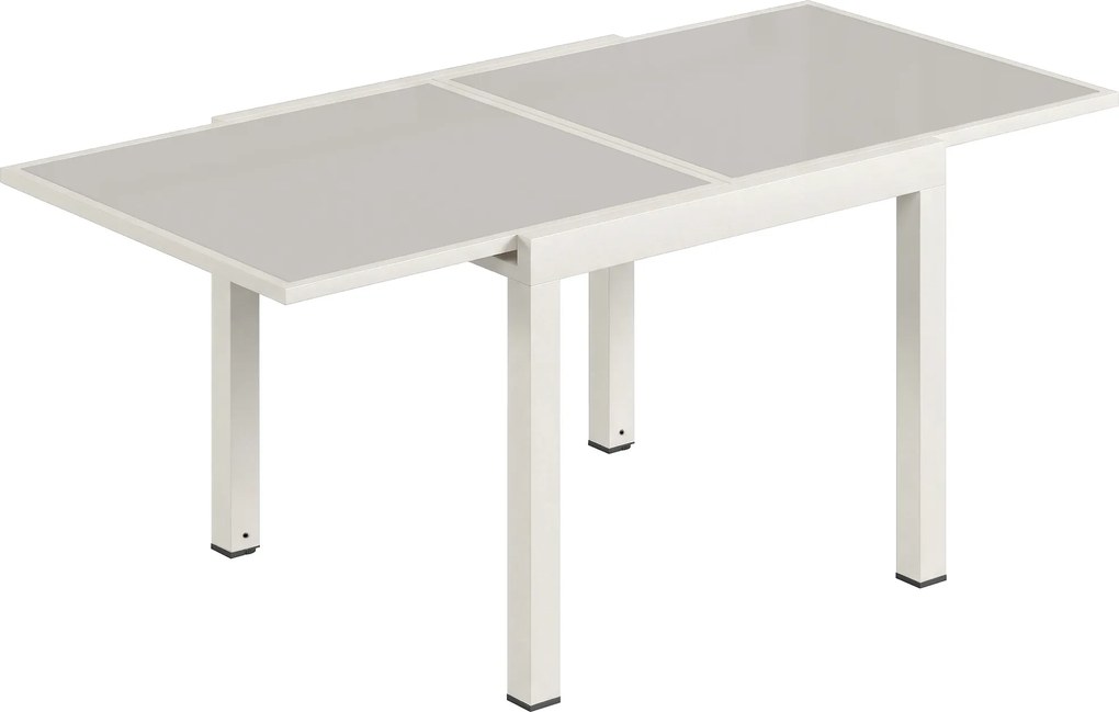 Outsunny Masă Extensibilă din Aluminiu pentru Exterior, Blat din Sticlă Temperată, Crem. | Aosom Romania