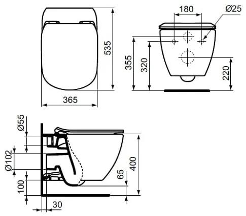 Vas WC suspendat Ideal Standard Tesi AquaBlade, suspendat, alb - T007901