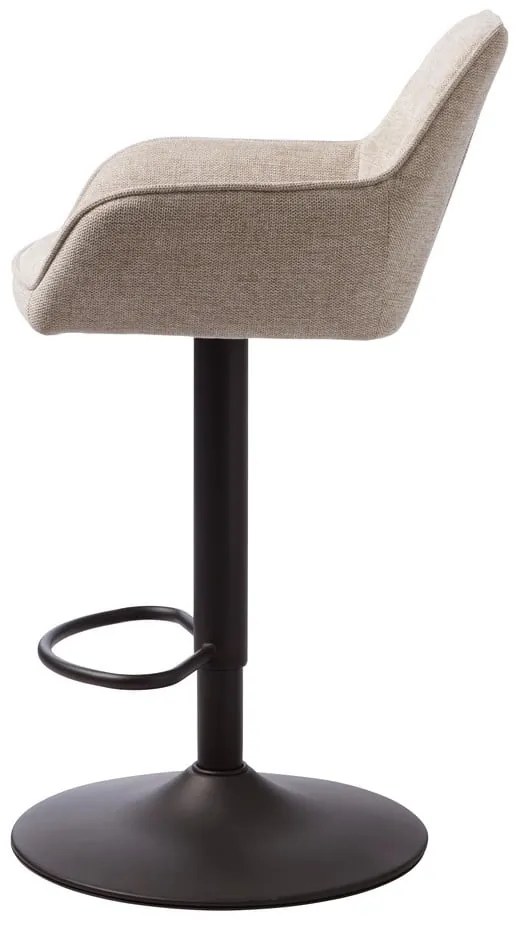 Scaun de bar bej cu înălțime ajustabilă/cu cotiere tapițat (înălțime șezut 65 cm) Nolan – Unique Furniture