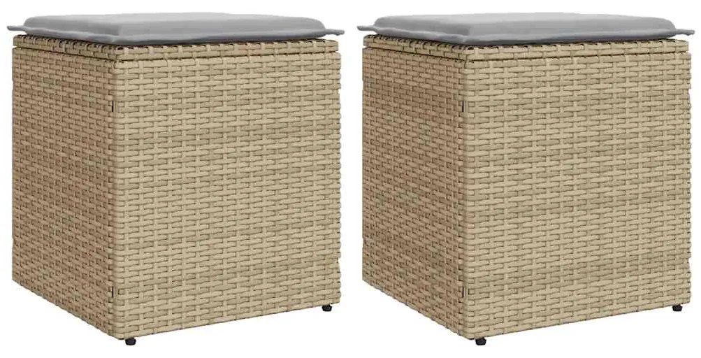 vidaXL Scaune de grădină cu perne 2 buc Bej 40x40x43 cm Poly Ratan