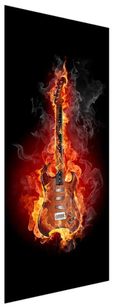 Fototapeta pentru ușă - chitara în foc (95x205cm)