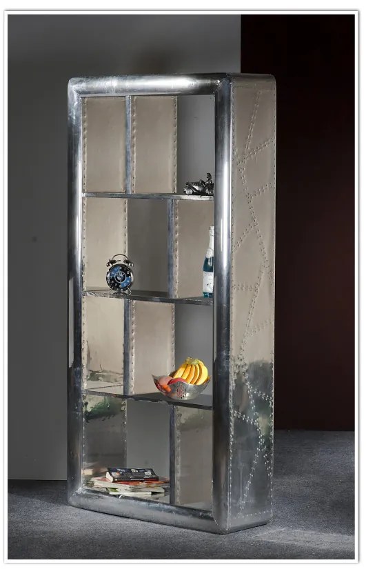 Biblioteca din mango acoperit cu aluminiu Airman 90x180 cm