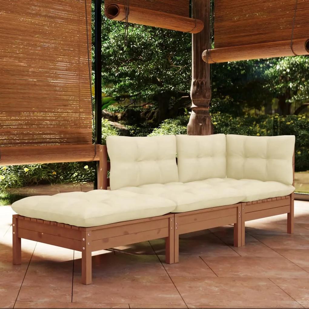 3096283 vidaXL Set mobilier grădină cu perne, 3 piese, lemn masiv de pin