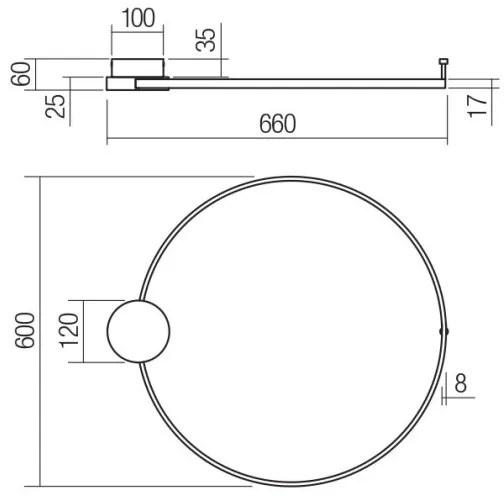 Aplică LED ATOM LED/20W/230V d. 60 cm Redo 01-3103
