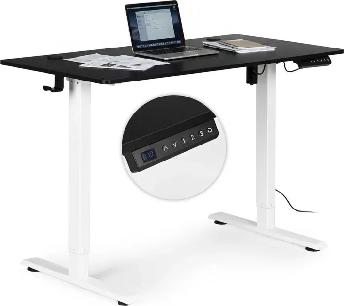 Masă de lucru electrică reglabilă pe înălțime cu picioare albe - 120 x 60 cm Maro