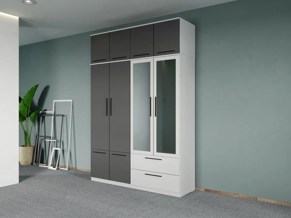 Set mobila dormitor 4 piese Alb/Gri Levi C24