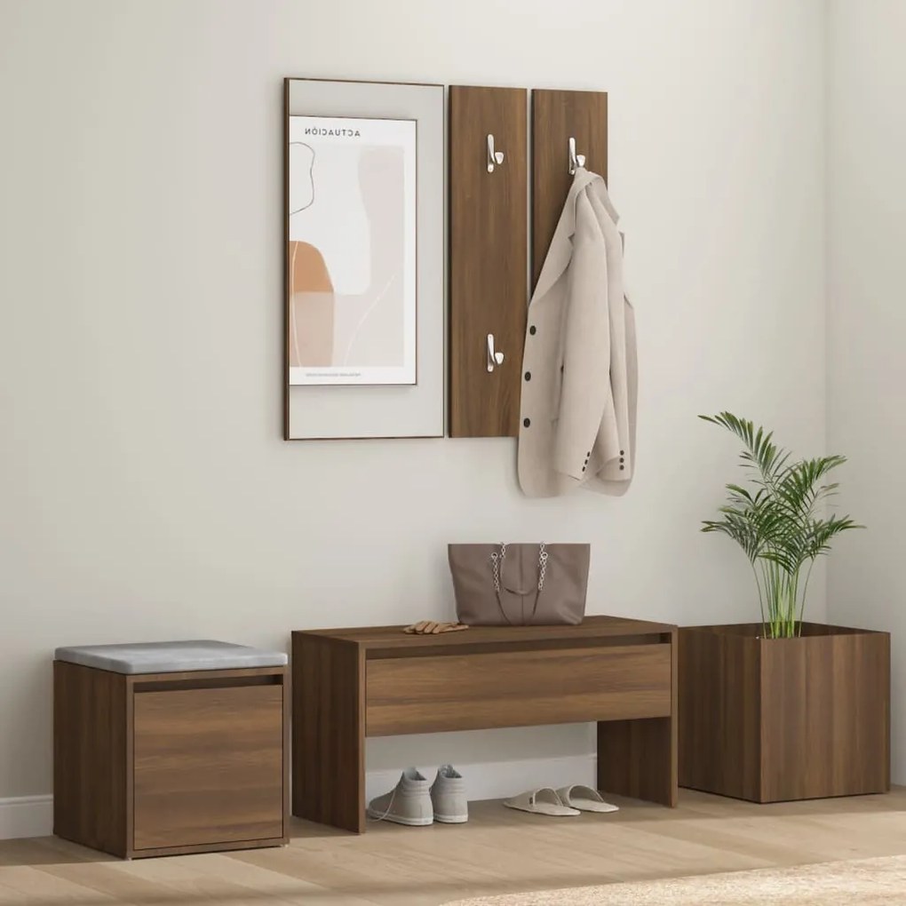 3120202 vidaXL Set de mobilier pentru hol, stejar maro, lemn prelucrat