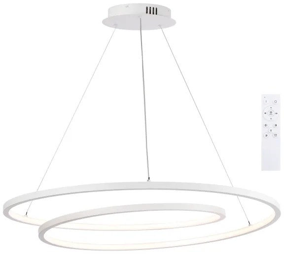 Brilagi-LED Lustră LED dimabilă suspendată pe cablu TWISTER LED/105W/230V Ø 100 cm albă + telecomandă