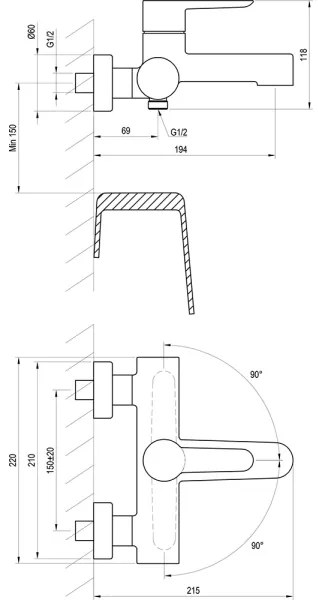 Ravak X070185 - Baterie pentru cadă PURI, neagră