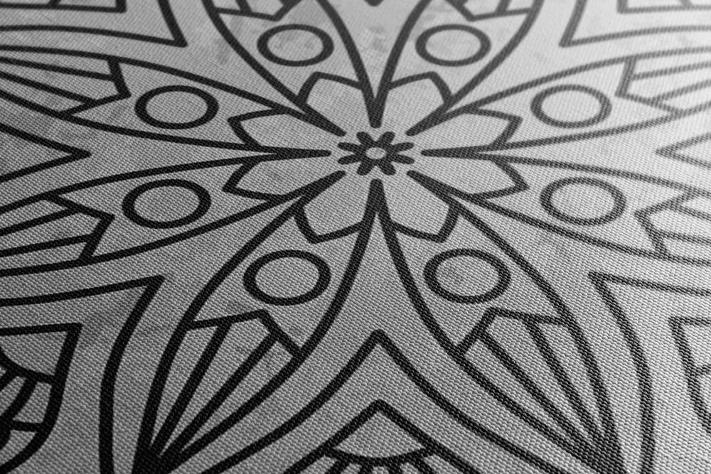 Tablou Mandala cu atingere antică în design alb-negru