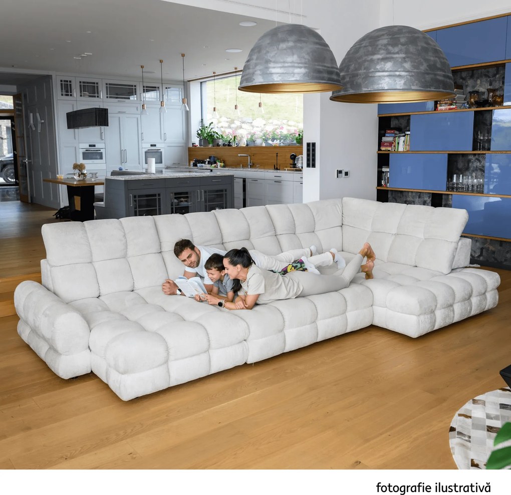 Set canapea extensibilă cu funcţie de extensie electrică, bej-gri Taupe, pe stânga, TOLLO L ROH