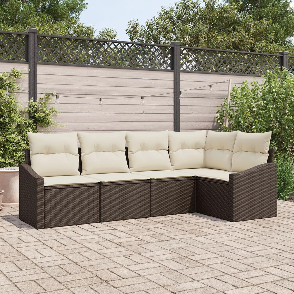 vidaXL Set de canapele pentru grădină 5 pcs Maro Rattan poli