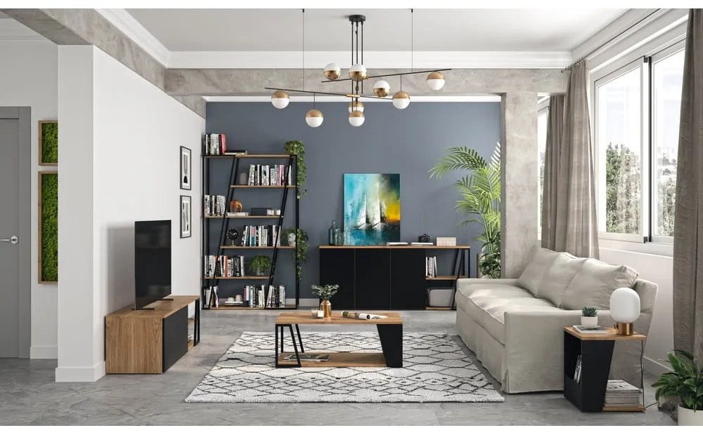 Măsuță de cafea cu blat cu aspect de lemn de nuc 100x55 cm Albi TemaHome