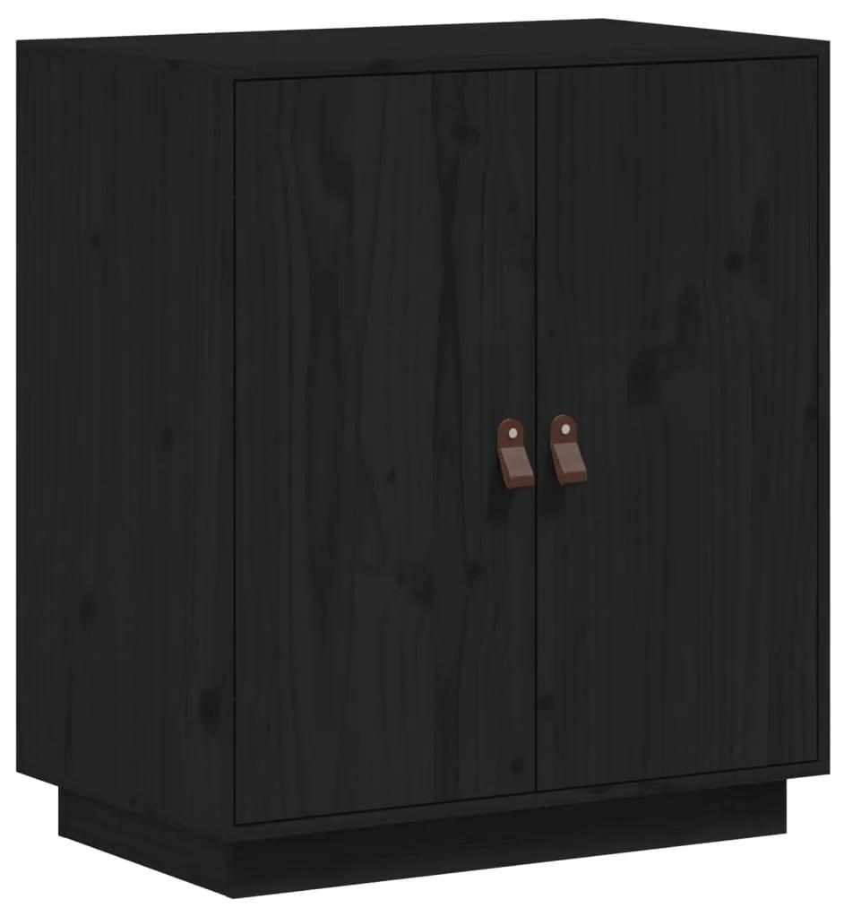 820121 vidaXL Servantă, negru, 65,5x40x75 cm, lemn masiv de pin