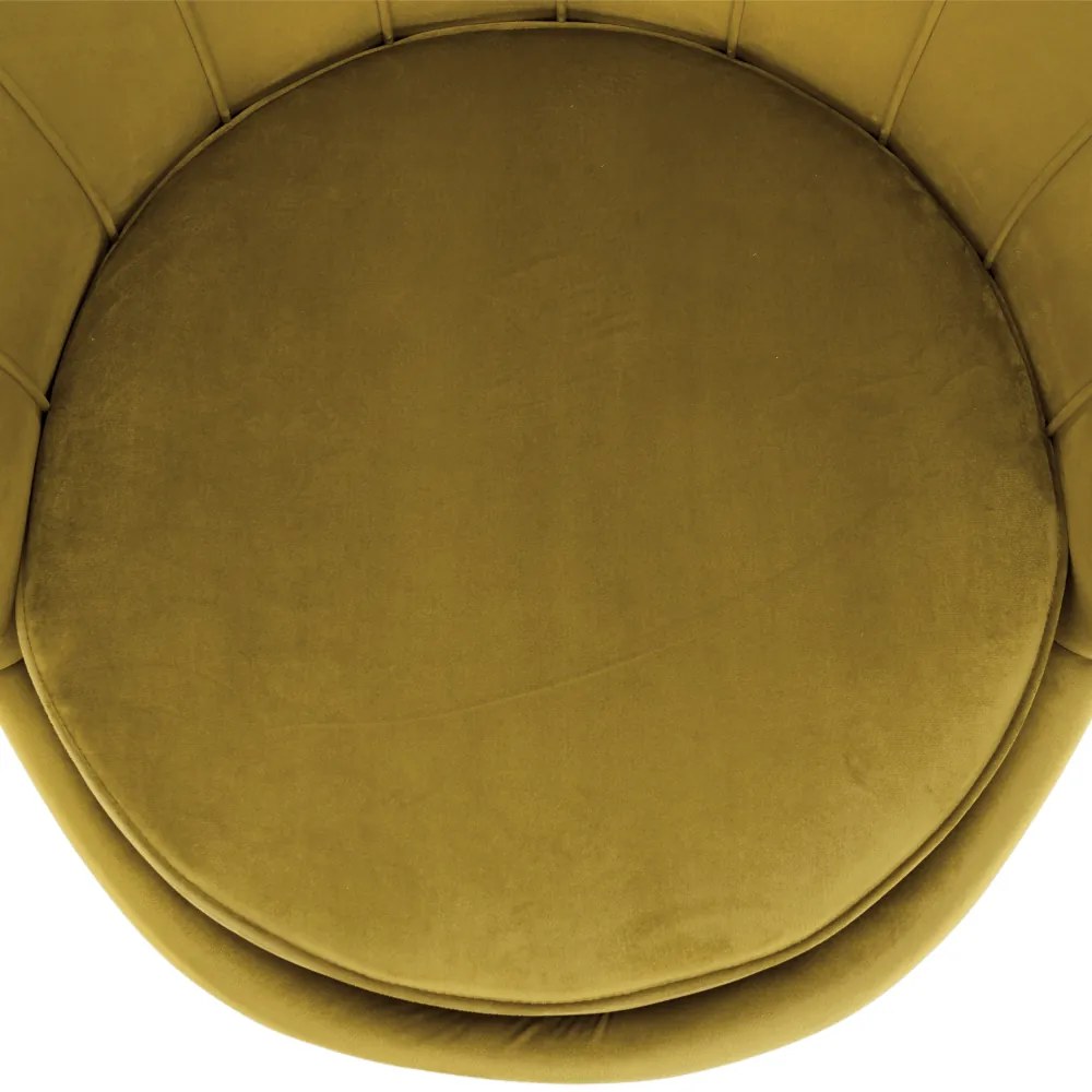 Fotoliu în stil Art-deco, catifea Velvet muştar/crom auriu, NOBLIN