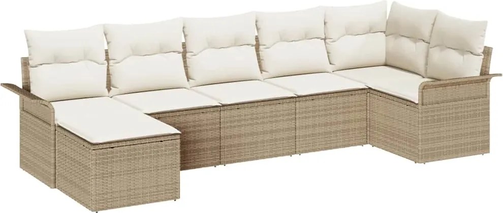 vidaXL Set de canapele pentru grădină cu pernă 7 pcs Bej Rattan poli