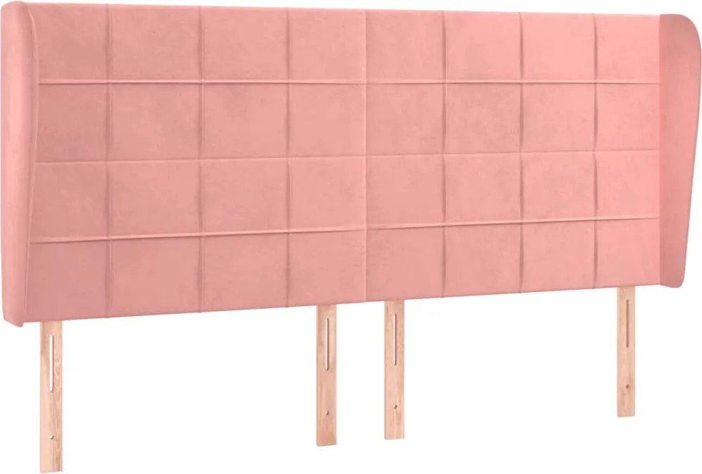 vidaXL Tăblie de pat cu aripioare, roz, 163x23x118/128 cm, catifea