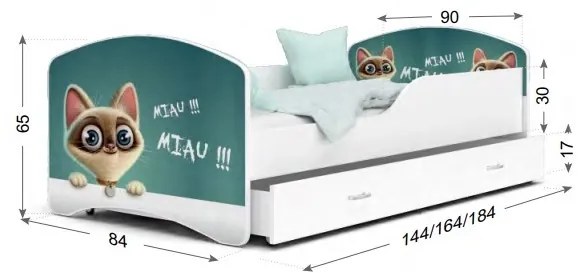 Supermobel Pat pentru copii cu desene animate IGOR P1 P1 + saltea + somieră GRATIS 80x160, inclusiv SD, MODEL 24