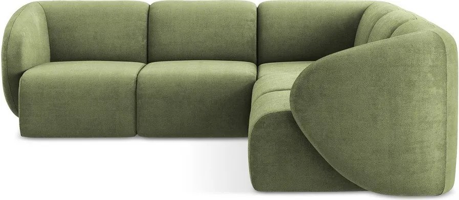 Colțar verde cu tapițerie din chenille Lani – Makamii