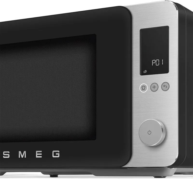 Cuptor cu microunde combinat cu aer cald SMEG Collezione MOC02BLMEU, 900 W, 27 l, 25 de programe, închidere lină, setări personalizate, negru mat