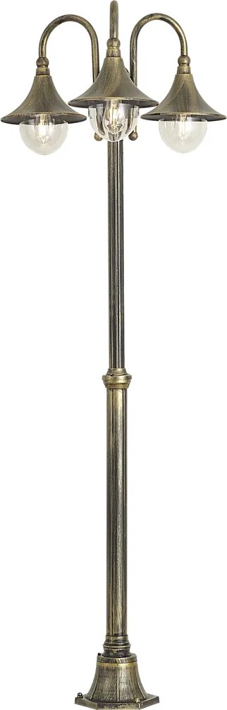 Felinar clasic de exterior negru cu auriu 200cm 3 lumini IP44 - Daphne