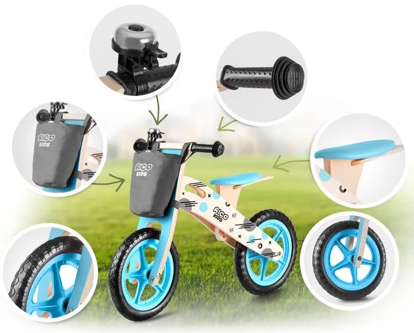 Bicicletă copii fără pedale din lemn Ricokids Harry