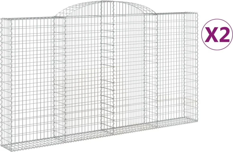 vidaXL Coșuri gabion arcuite 2 buc. 300x30x160/180 cm fier galvanizat