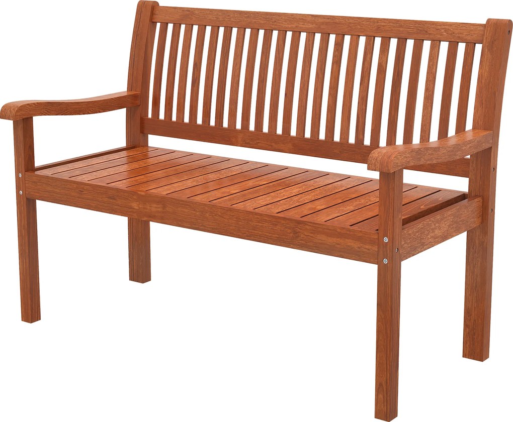 Outsunny Banc de grădină Banc exterior 2 locuri cu husă impermeabilă și spătar ergonomic Lemn maro deschis | Aosom Romania