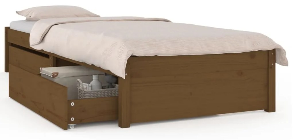 3103461 vidaXL Cadru de pat cu sertare Single 3FT, maro miere, 90x190 cm