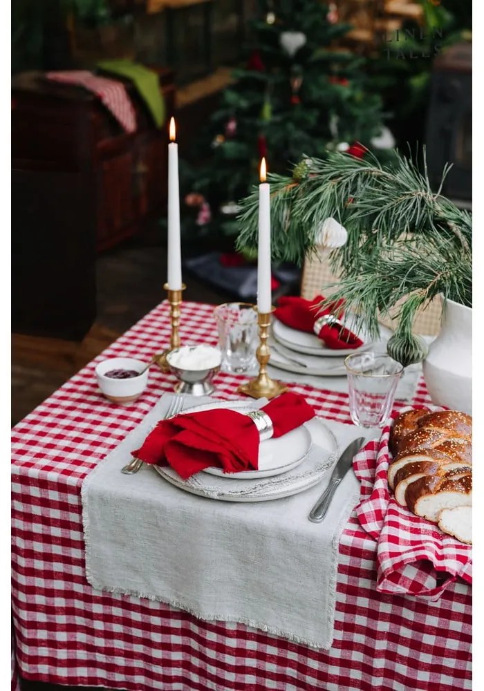 Șervețele 2 buc. din in Red Gingham – Linen Tales