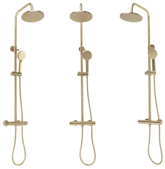 REA-P2323 - Set de duș PAROT cu baterie termostatică, finisaj auriu periat