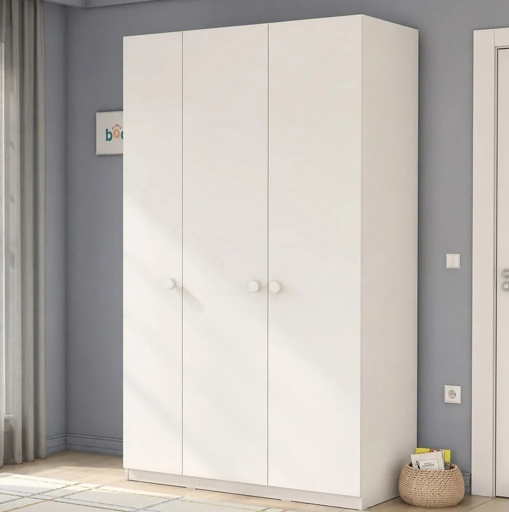 Dulap Line cu 3 uE i pentru camera copii ,   127x214x62 cm, colectia Varia White