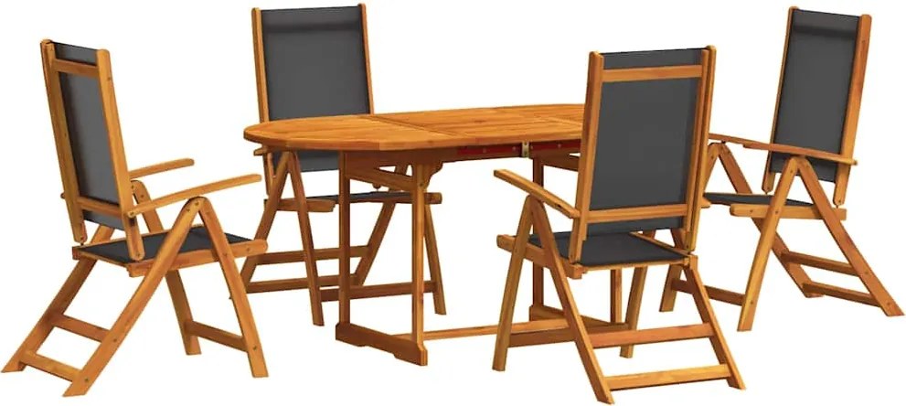 vidaXL Set mobilier de grădină, 5 piese, lemn masiv acacia/textilenă