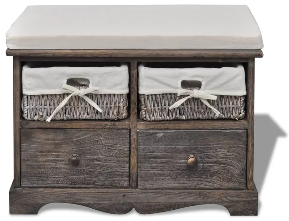 240791 vidaXL Bancă de depozitare, maro, 62x33x42 cm, lemn de paulownia