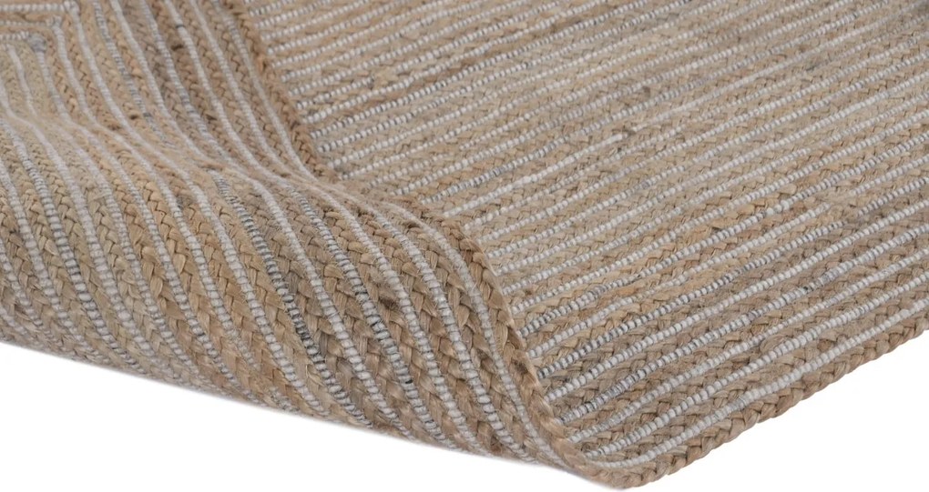 Covor din lână și iută împletit manual, maro natural, 160 x 230 cm, 2200 GSM, „Wool Jute Carpet Natural"