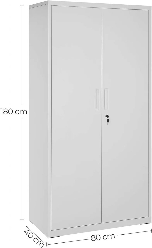 Dulap metalic de depozitare, Songmics, Gri, 80x40x180 cm