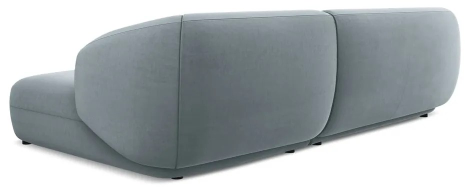 Colțar albastru deschis cu tapițerie din catifea (cu colț pe partea dreaptă) Moana – Makamii