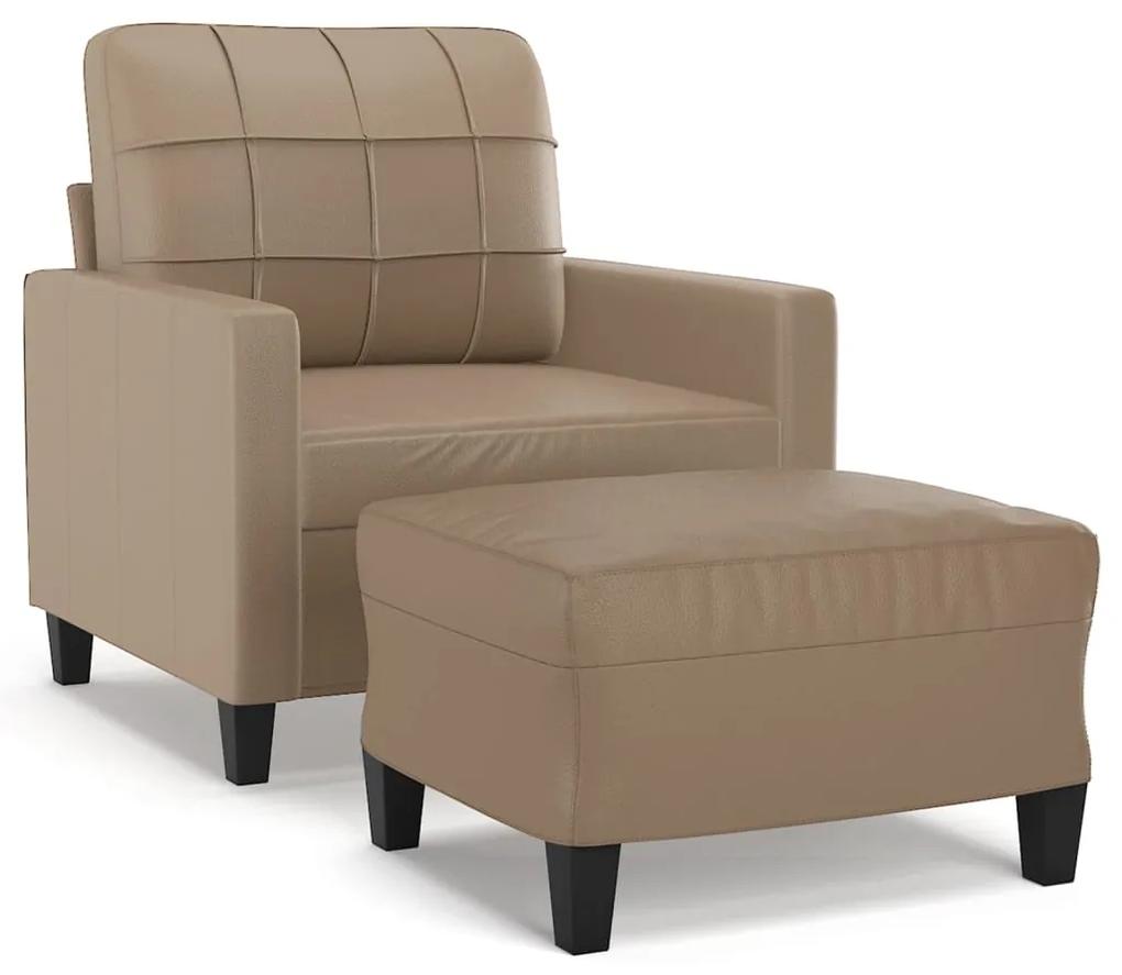 3201013 vidaXL Fotoliu canapea cu taburet, cappuccino, 60 cm, piele ecologică