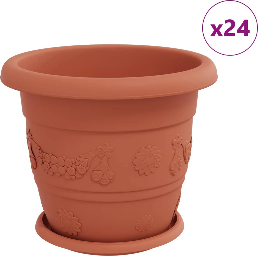 vidaXL Ghivece pentru plante 24 pcs Roșu cărămidă Ø 26 x 21.5 cm
