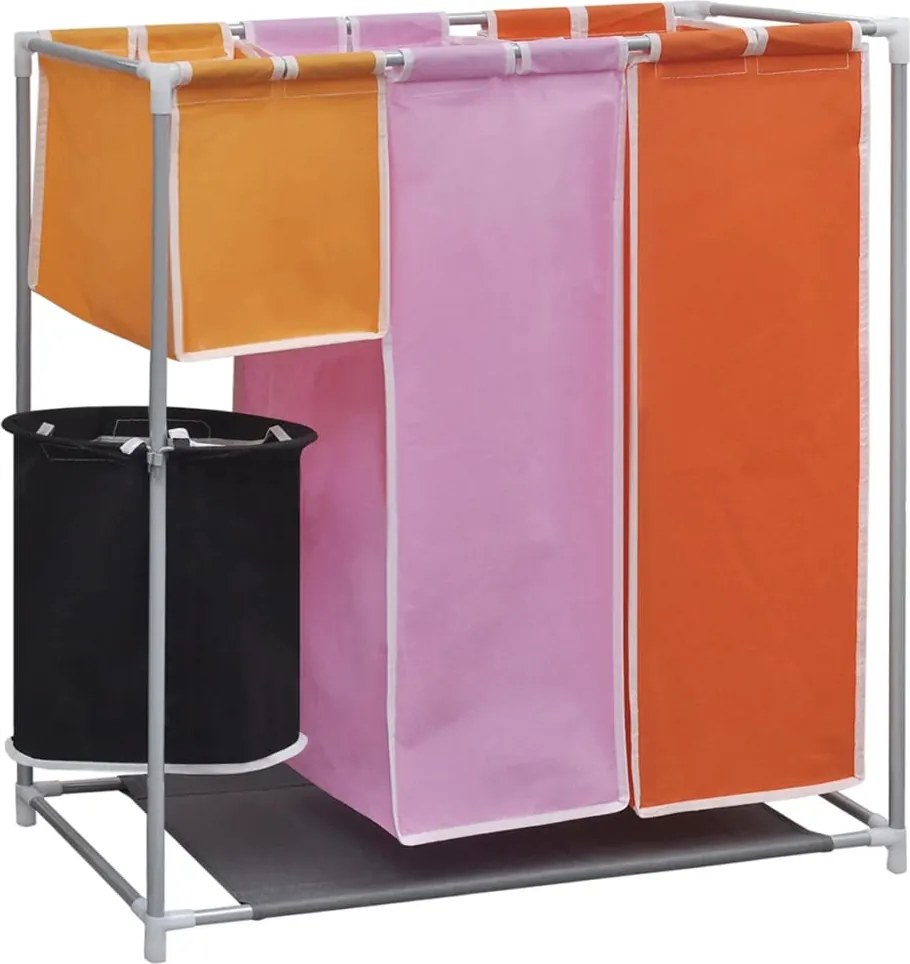 vidaXL Coș pentru sortarea rufelor, 3 secțiuni, cu coș de spălat