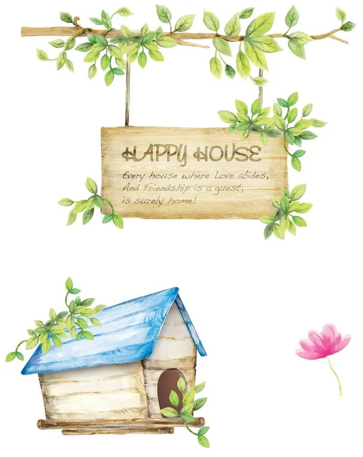 Set autocolante Ambiance Happy House, 42 x 30 cm