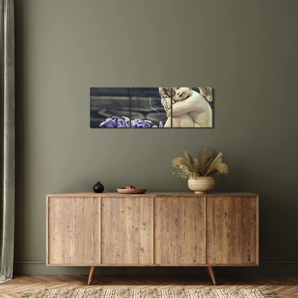 Tablou - Înger cu floare (cu ceas) (90x30 cm)