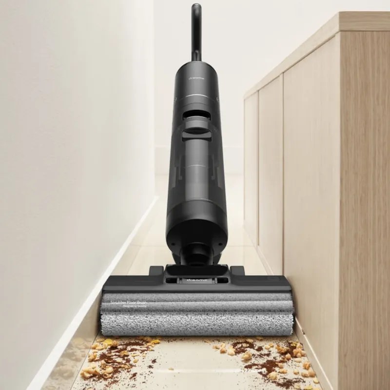 Aspirator vertical DREAME H12 Pro HHR25A, 300W, 0.7/0.9 l, 3 moduri, 35 min, Umed/uscat, Alerte vocale, LED, Uscare mop automată, Negru/gri