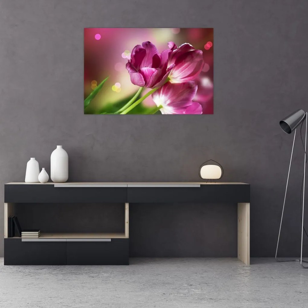 Tablou cu lalele roz (90x60 cm)