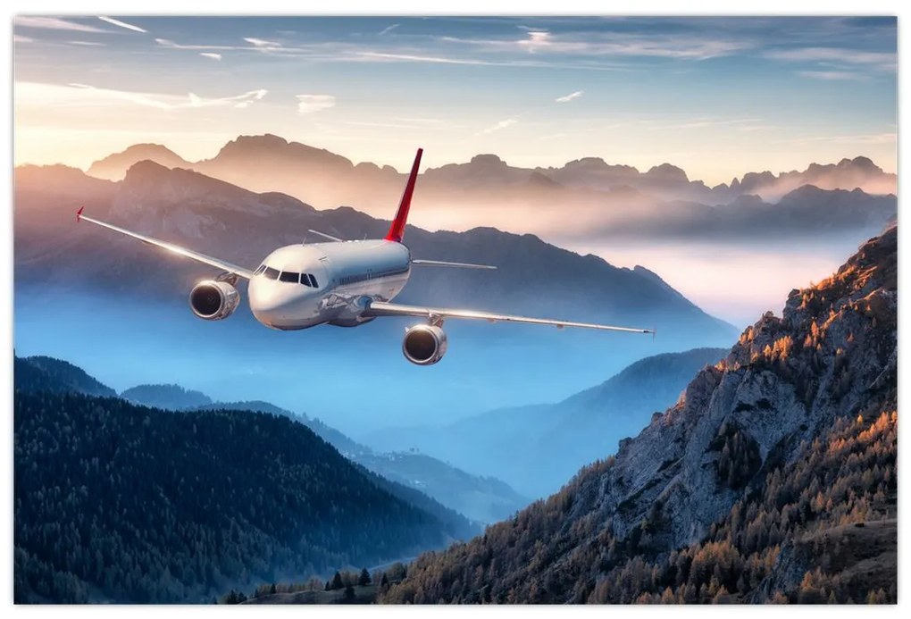 Tablou - Avion peste crestele montane (90x60 cm)