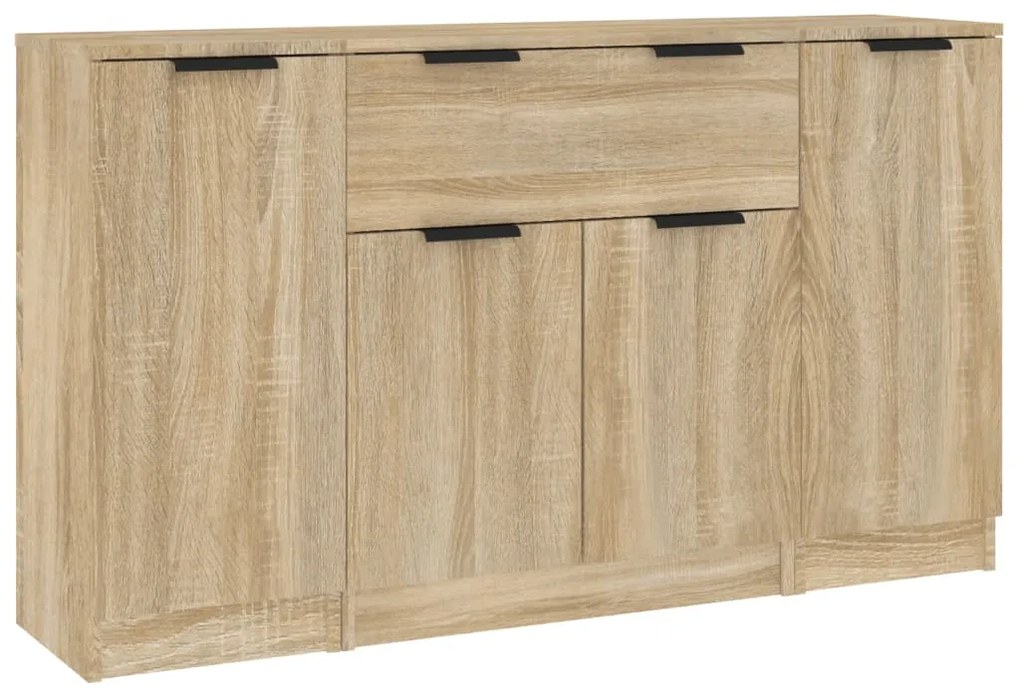 vidaXL Servante, 3 piese, stejar sonoma, lemn prelucrat