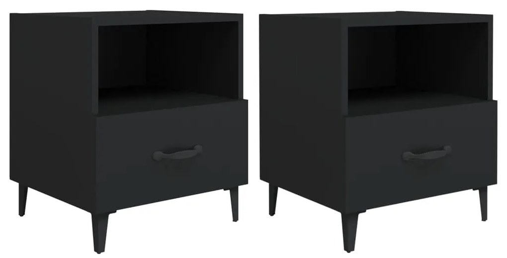 812027 vidaXL Noptiere, 2 buc., negru, lemn prelucrat