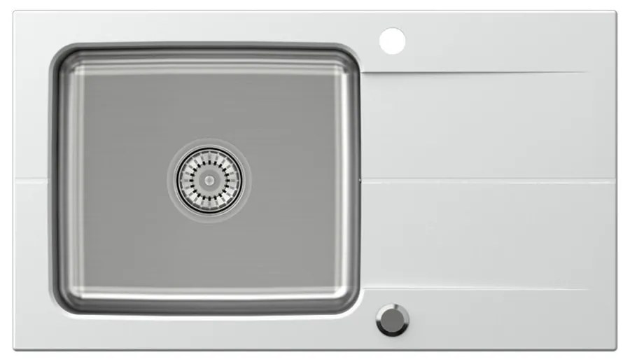 Chiuveta compozit incastrata Quadron Pop Edward 111 finisaj inox - alb 78x44 cm